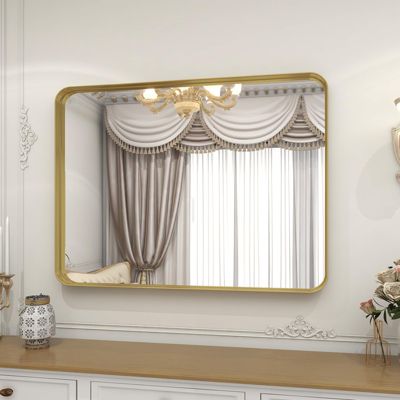 Rectangular Wall Mounted Mirror 22"x30" in Gold