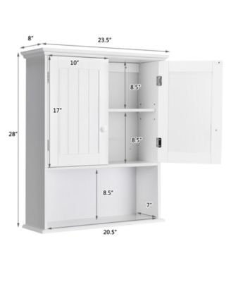 2-Door Wall Mount Bathroom Storage Cabinet with Open Shelf