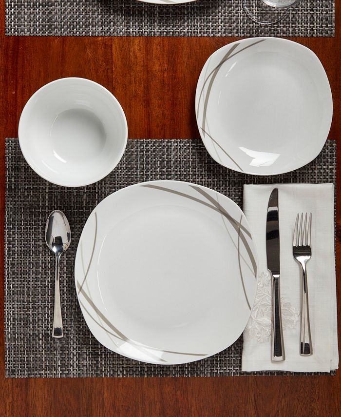 Tabletops Unlimited Curves Square 12 Pc. Dinnerware Set, Service for 4