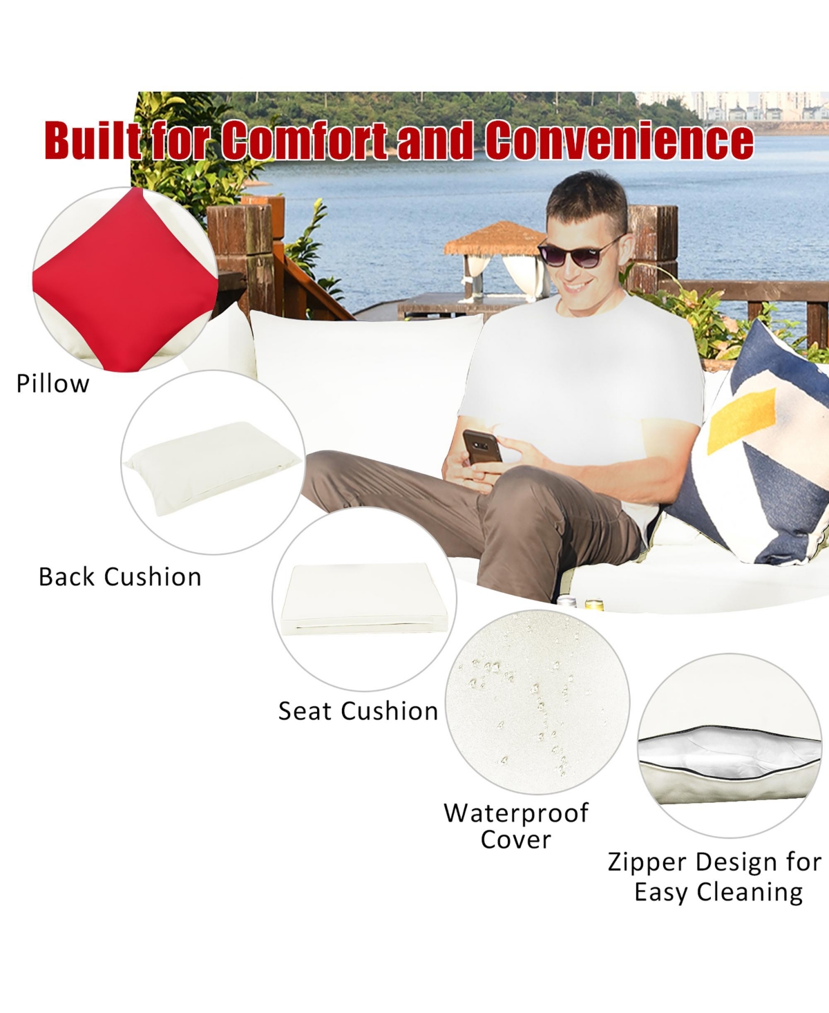 Costway 7PCS Patio Rattan Furniture Set Sectional Sofa Garden