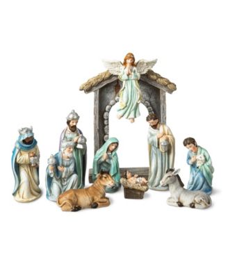 11pcs Deluxe Blue Resin Nativity Figurine Set