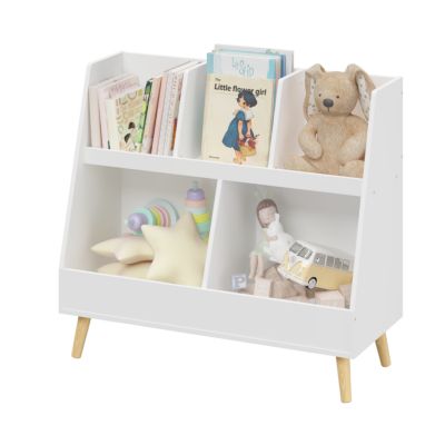 Modern Kids Bookshelf with Storage Bins for Books, Toys & Games