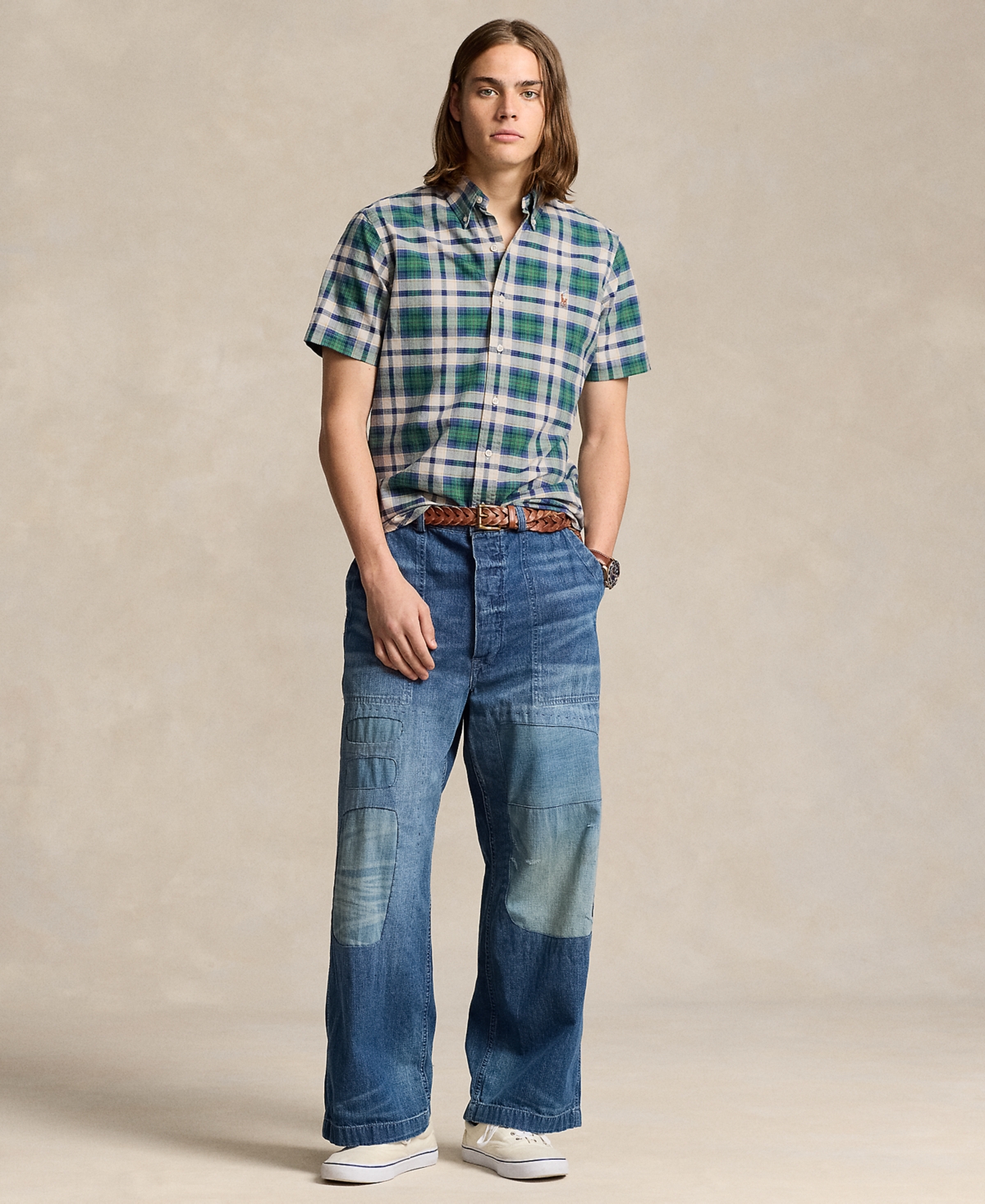 Polo Ralph Lauren Men's Classic-Fit Plaid Oxford Shirt -Green Multi