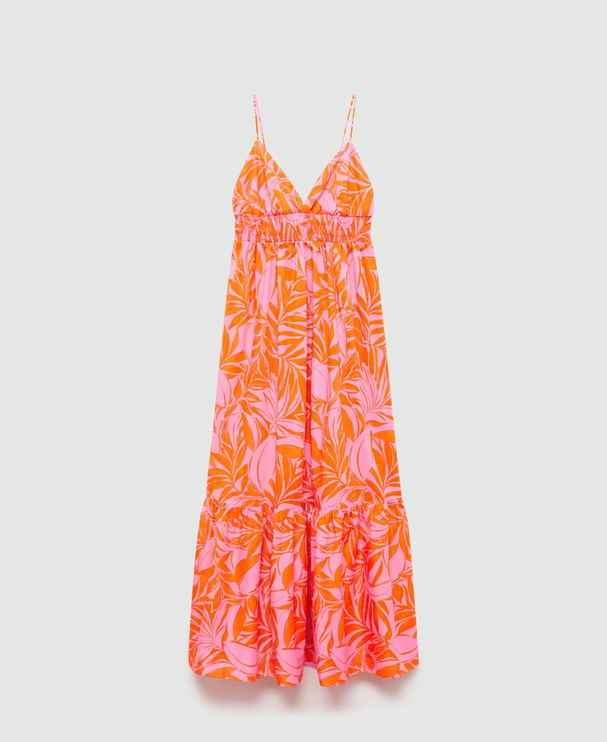 Mango Printed Long Dress Orange In Orange