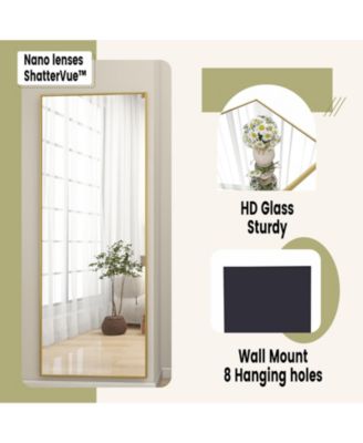 Gold 64"x21" Full-Length Rectangle Nano Glass Mirror, Standing or Wall-Mounted