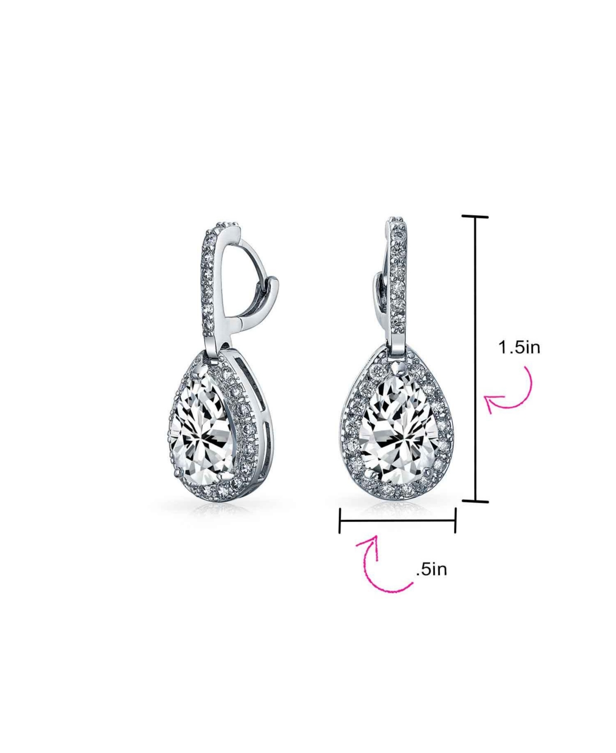 Bling Jewelry 7CT Style Halo Clear Cubic Zirconia Cz Fashion Formal Dangle Drop Teardrop Earrings For Women Prom smaid Rhodium Plated