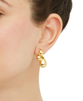 Polished Teardrop Trio Cluster Drop Earrings in 14k Gold, 1-1/6"