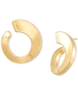 Polished Graduated Twisted Circle Small Hoop Earrings in 14k Gold, 1"