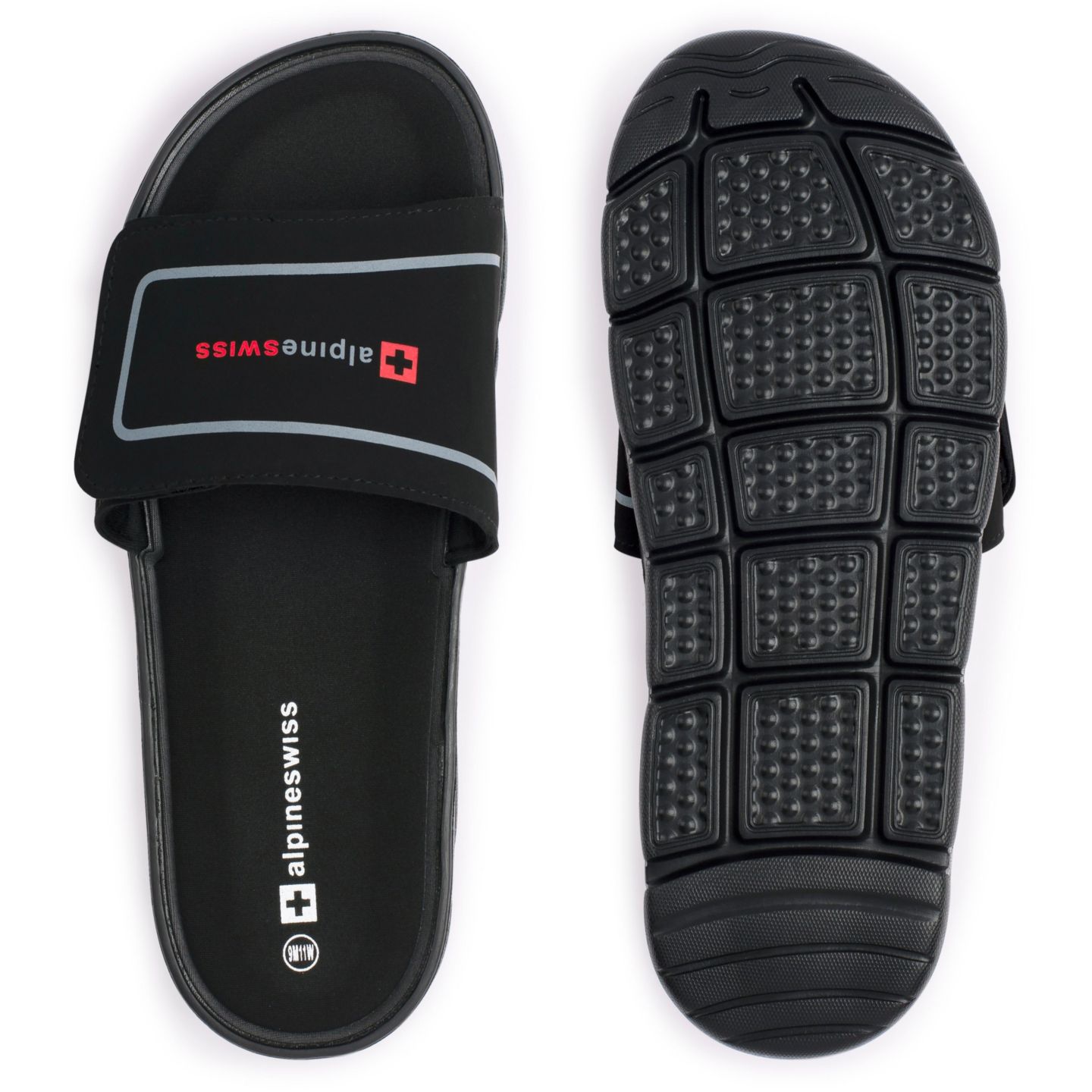 Мужские сандалии Alpine Swiss Gabe Cloud Slide Sandals For Men Shock-Absorbing Foam Insole With Arch Support Adjustable Strap Waterproof Anti-Slip Recovery, цвет: Чёрный — фото 5