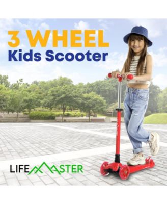 Mini 3-Wheel Kids Scooter with LED light-up wheels, 4-height adjustable handlebar, anti-slip deck & safety brake, for ages 2+, teal