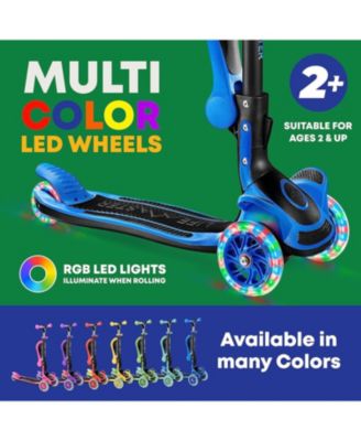 3-Wheel Kids Scooter with Foldable Seat, Adjustable Handlebar, LED Light-Up Wheels & Anti-Slip Deck, Lean-to-Steer Design for Ages 2+, Indoor/Outdoor