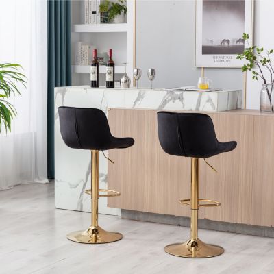 Velvet Footrest with Chrome Base bar stools