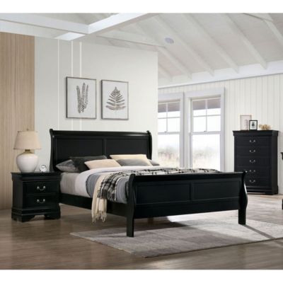 Streamdale Louis Philippe Queen Bed Solid Wood Sleigh Bed