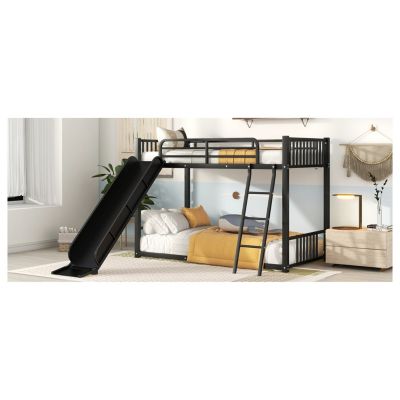 Streamdale Metal Bunk Bed With Slide, Twin Over Twin