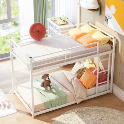 Streamdale Twin Over Twin Metal Bunk Bed, Low Bunk Bed With Ladder