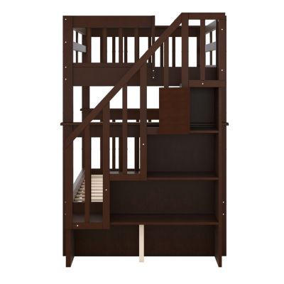Streamdale Twin-Over-Twin Bunk Bed with Storage and Rail