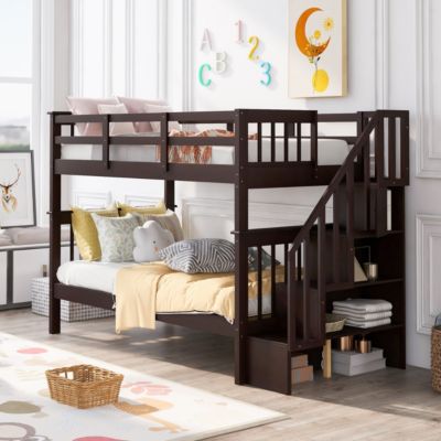 Streamdale Twin-Over-Twin Bunk Bed with Storage and Rail