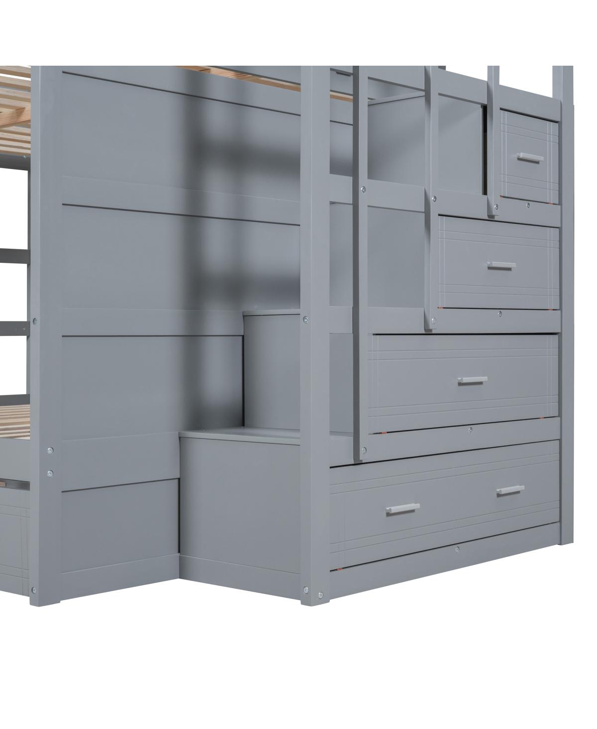 Simplie Fun Full Over Full Bunk Bed With Twin Size Trundle And Staircase