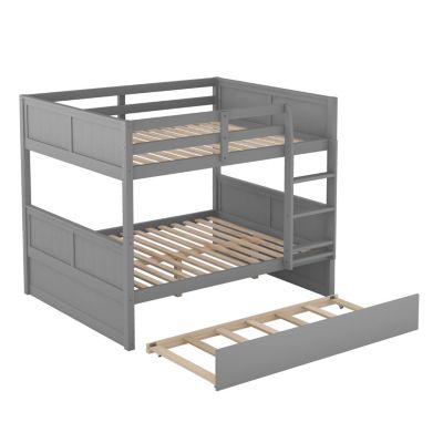 Streamdale Full Over Full Bunk Bed With Twin Size Trundle, Walnut