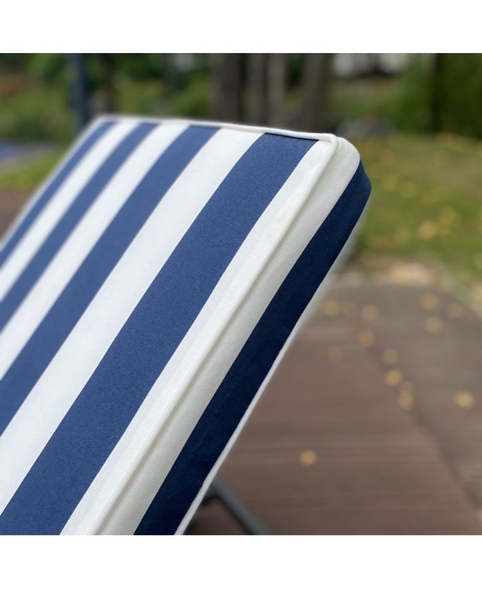 Simplie Fun 75" Blue & White Stripe Chaise Lounge Cushion with