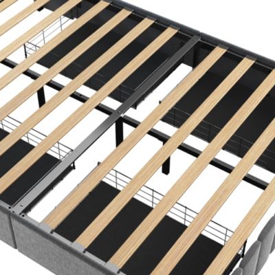 Light Grey Bed Frame with LED and Storage Drawers