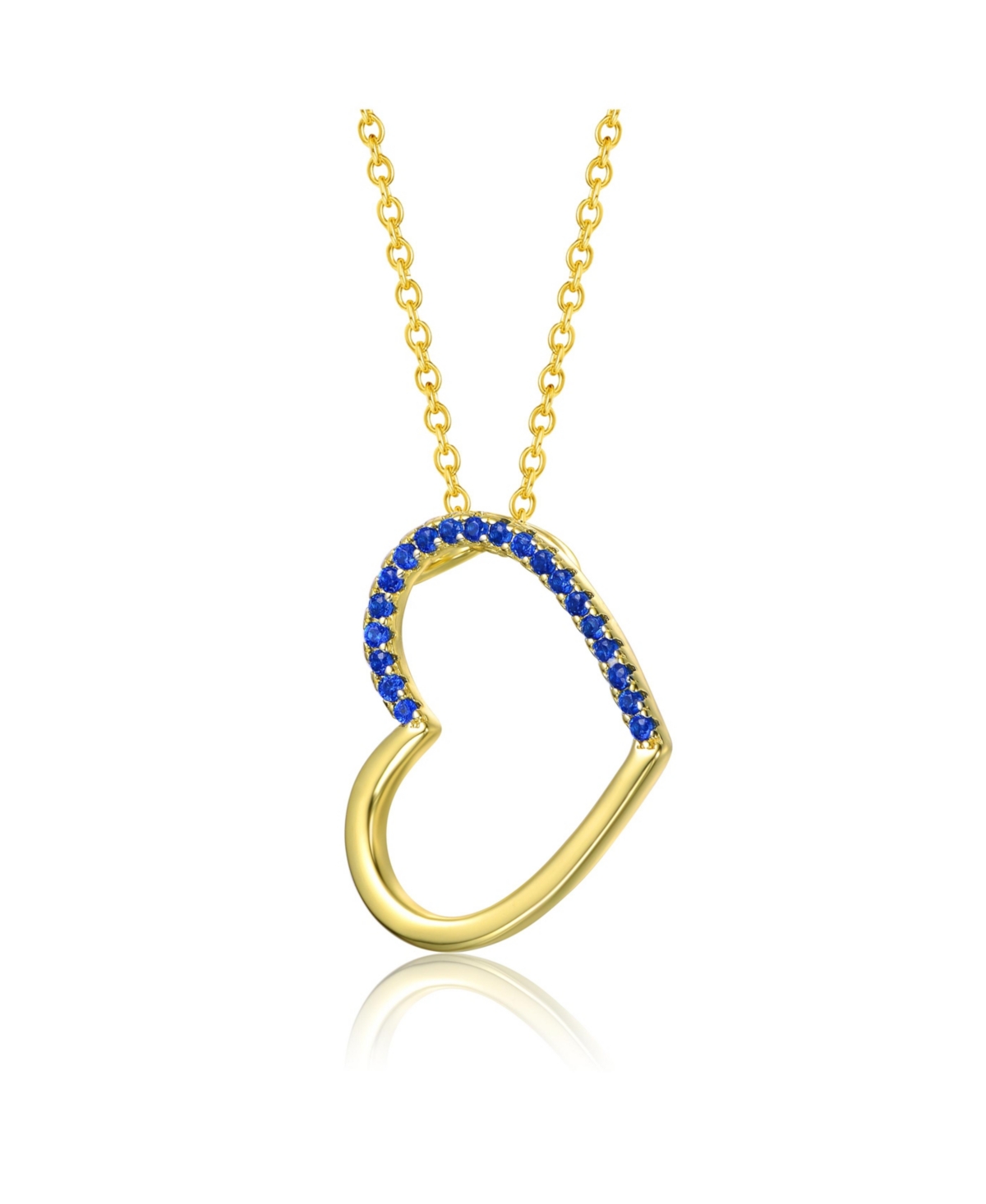 GiGiGirl Kids' 14k Gold Plated withCubic Zirconia Heart Pendant Necklace - Blue
