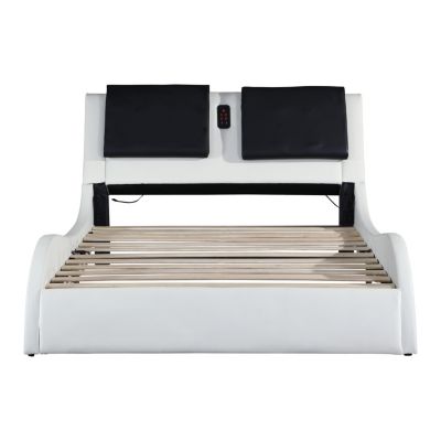 Streamdale PU Platform Bed with LED Lighting & Tooth Lock