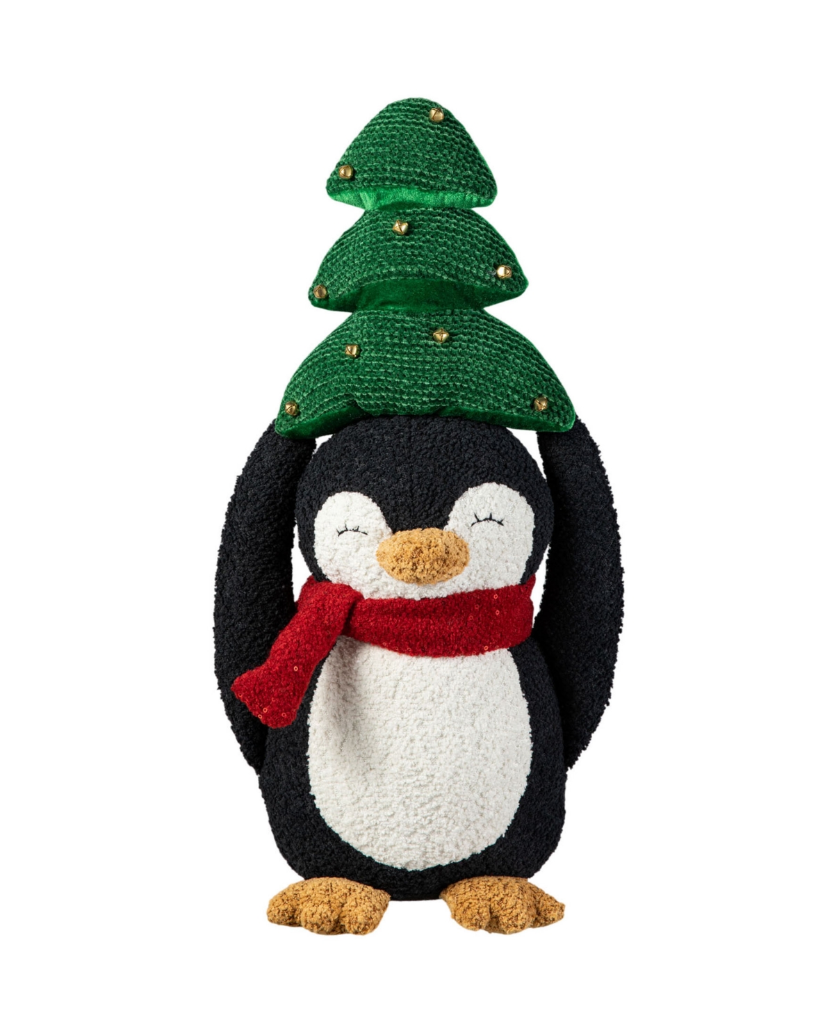 Glitzhome 21.25 H Christmas Fabric Penguin with Top Tree Decor