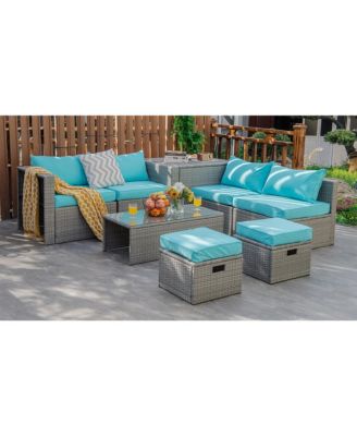 8PCS Patio Rattan Furniture Set Storage Waterproof Cover