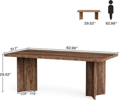 6.23 ft Conference Table, 74.8" L x 37.4" W x 29.5" H Rectangle Meeting Room Table, Modern Wood Seminar Table for Office Conference Room, Brown & White