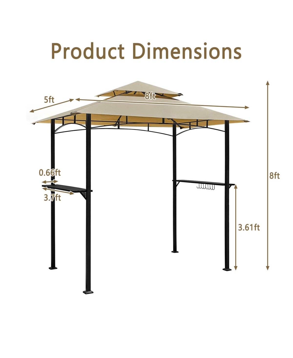 Mondawe Outdoor Grill Gazebo Double Tier Soft Top Canopy