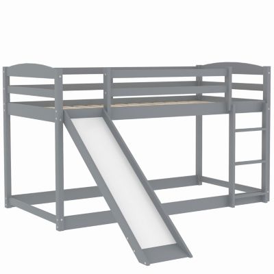 Twin Over Twin Pine Wood Convertible Slide & Ladder Bunk Bed