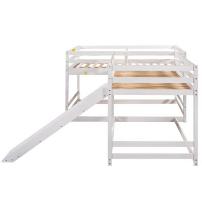 Streamdale Full And Twin Size L-Shaped Bunk Bed With Slide And Short Ladder