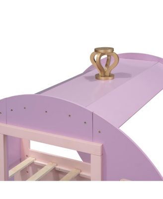 Princess Carriage Bed with Crown and Platform
