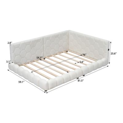Upholstered Full Size Platform Bed With USB Ports And LED Belt