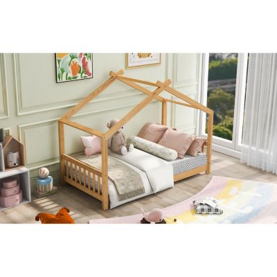 Streamdale Twin Size House Platform Bed With Headboard And Footboard, Roof Design