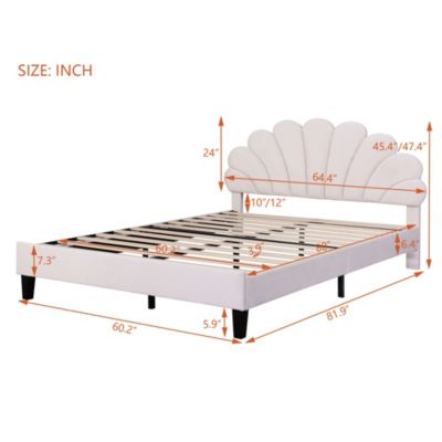 Streamdale Velvet Flower Platform Bed, Queen