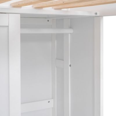 Streamdale Wood Twin Size Loft Bed With Multiple Storage Shelves And Wardrobe