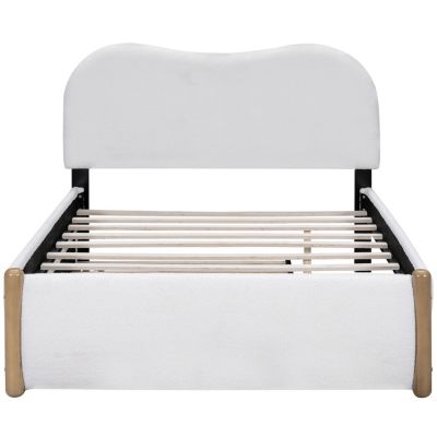 Streamdale Upholstered Platform Bed with Trundle, White