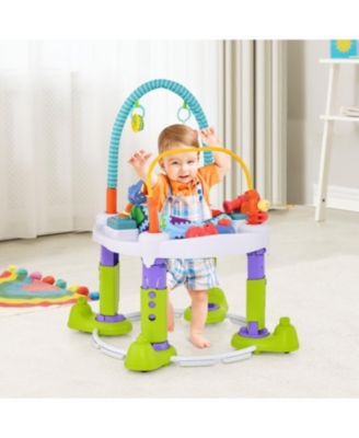 Kids 4-in-1 Baby Bouncer Activity Center with 3 Adjustable Heights-Green