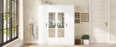 4-Door Mirror Wardrobe with shelves