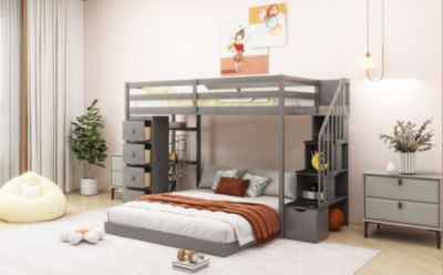 Streamdale Versatile Bunk Bed with Storage and Shelves