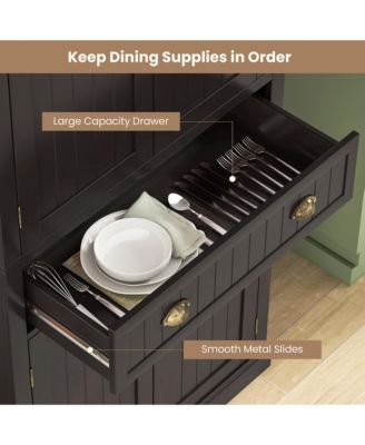 72'' Kitchen Pantry Storage Cabinet Tall Freestanding Cupboard w/ 4 Doors Large Drawer Brown