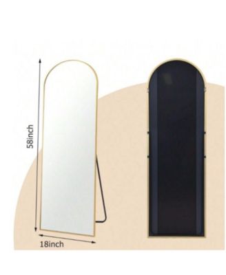 Arched Free Stand Mirror 18"x58" in Gold