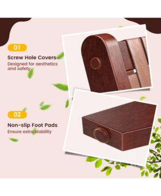 Set of 2 Woven Leather Accent Chairs with Wood Frame-Set of 2