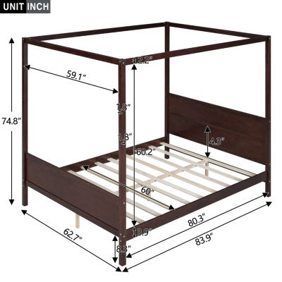 Streamdale Queen Canopy Platform Bed with Headboard (Espresso)