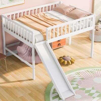 Streamdale Full Size Low Loft Bed With Ladder And Slide