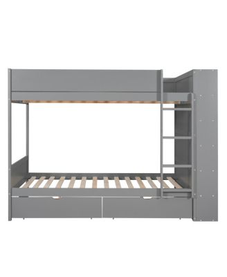 Streamdale Full Over Full Bunk Bed With 2 Drawers And Multilayer Cabinet
