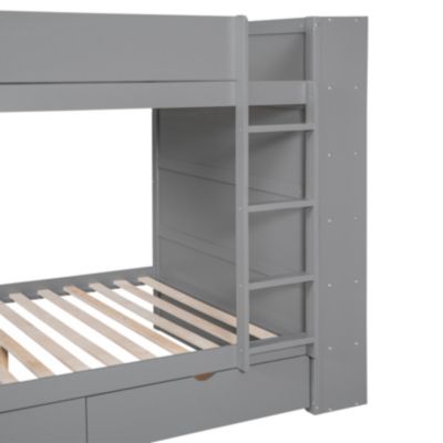 Streamdale Full Over Full Bunk Bed With 2 Drawers And Multilayer Cabinet