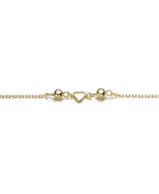 Kids 14k Gold Plated Tiny Heart & Pearl Station Charm Bracelet